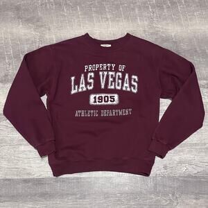 Las Vegas Nevada Crew Sweatshirt Adult M Pullover Distressed Graphic Maroon